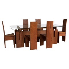 Ensemble de tables et de chaises italiennes des années 1970 attribué à Guiseppe Rivadossi