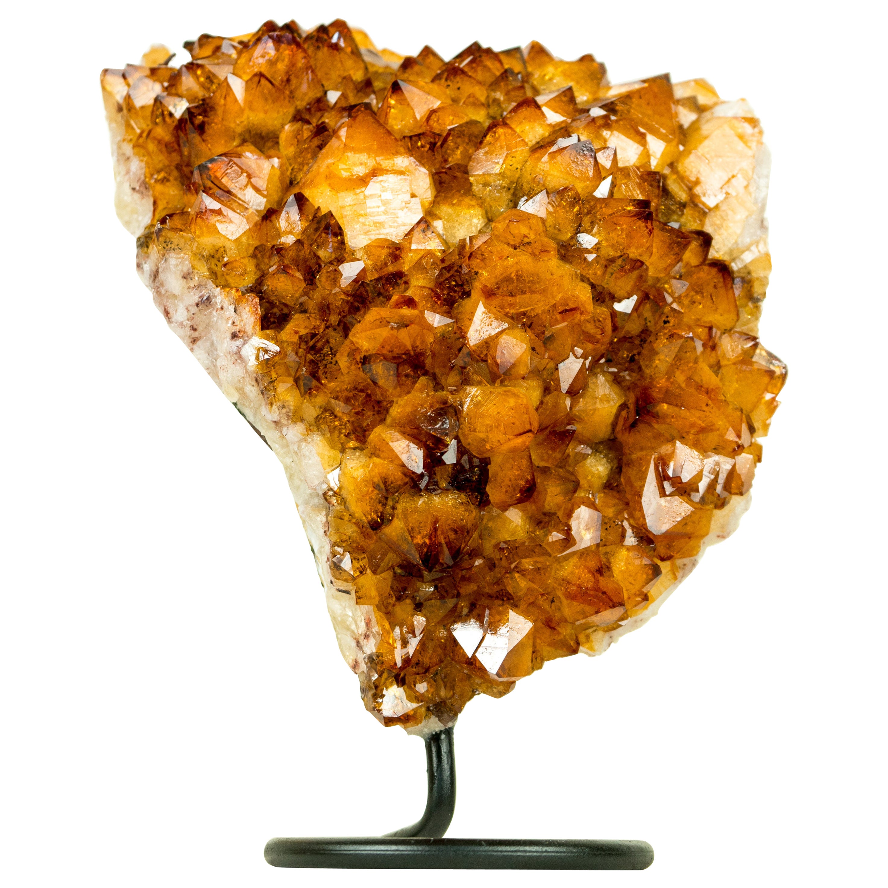 Natural Rich Orange Citrine Cluster with AAA Madeira Orange Druzy on Stand