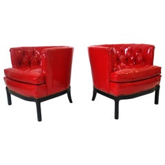 Vintage Liquid Red Club Chairs by Erwin Lambeth