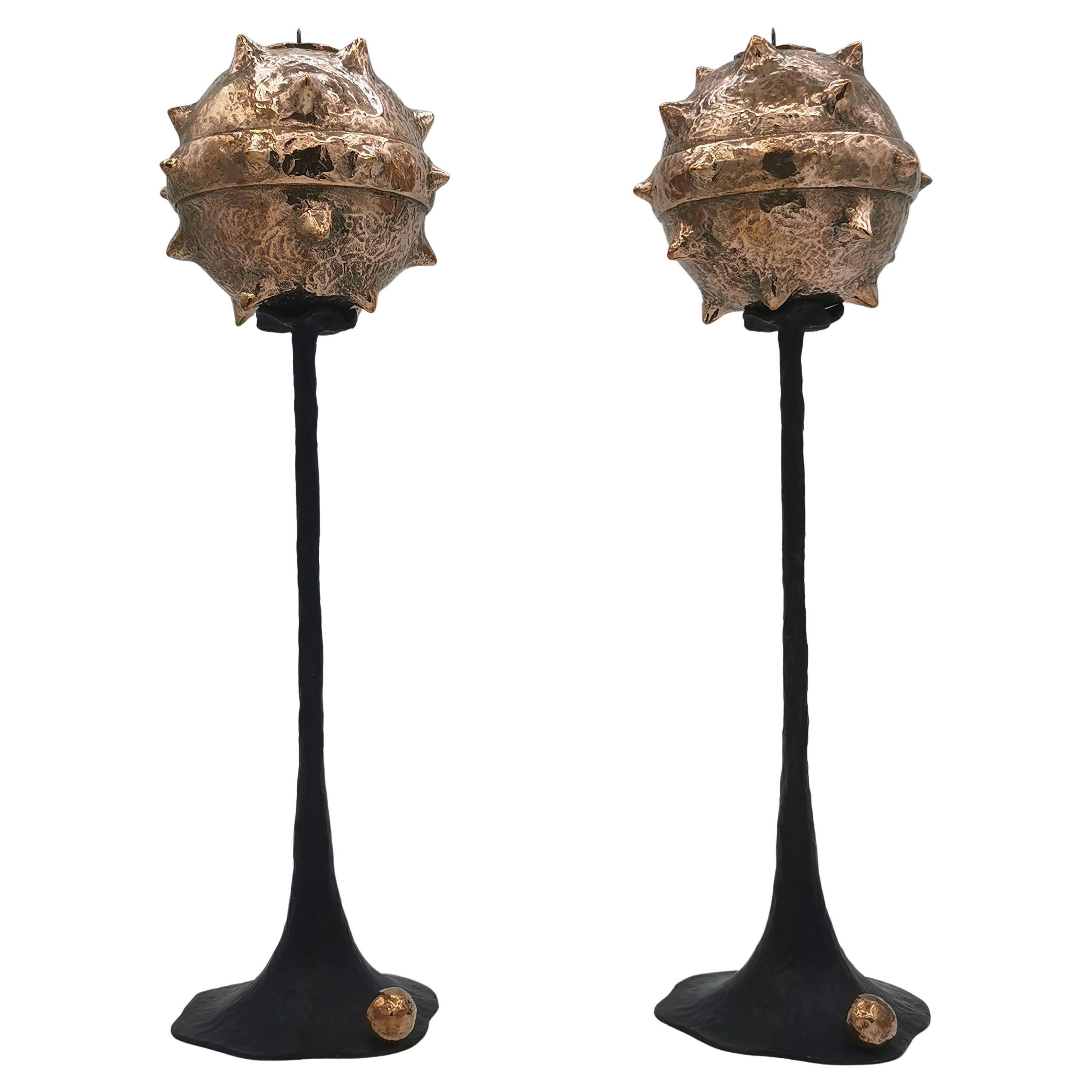 Set of 2 Primus Small Candlesticks by Emanuele Colombi For Sale