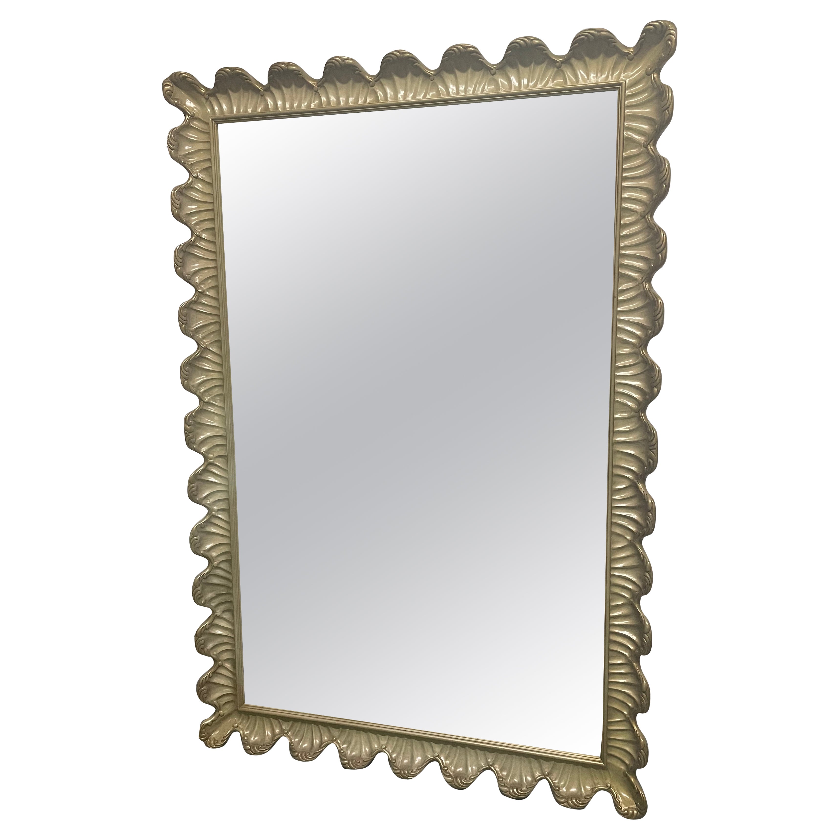 Hollywood Regency Scalloped Edge Mirror For Sale