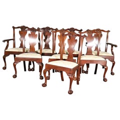 Fantastic Set of 8 Solid Mahogany Henkel Harris Chippendale Dining Chairs 