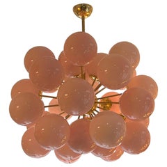 Lampadario Sputnik Con Sfere in Vetro Di Rosa, 1980