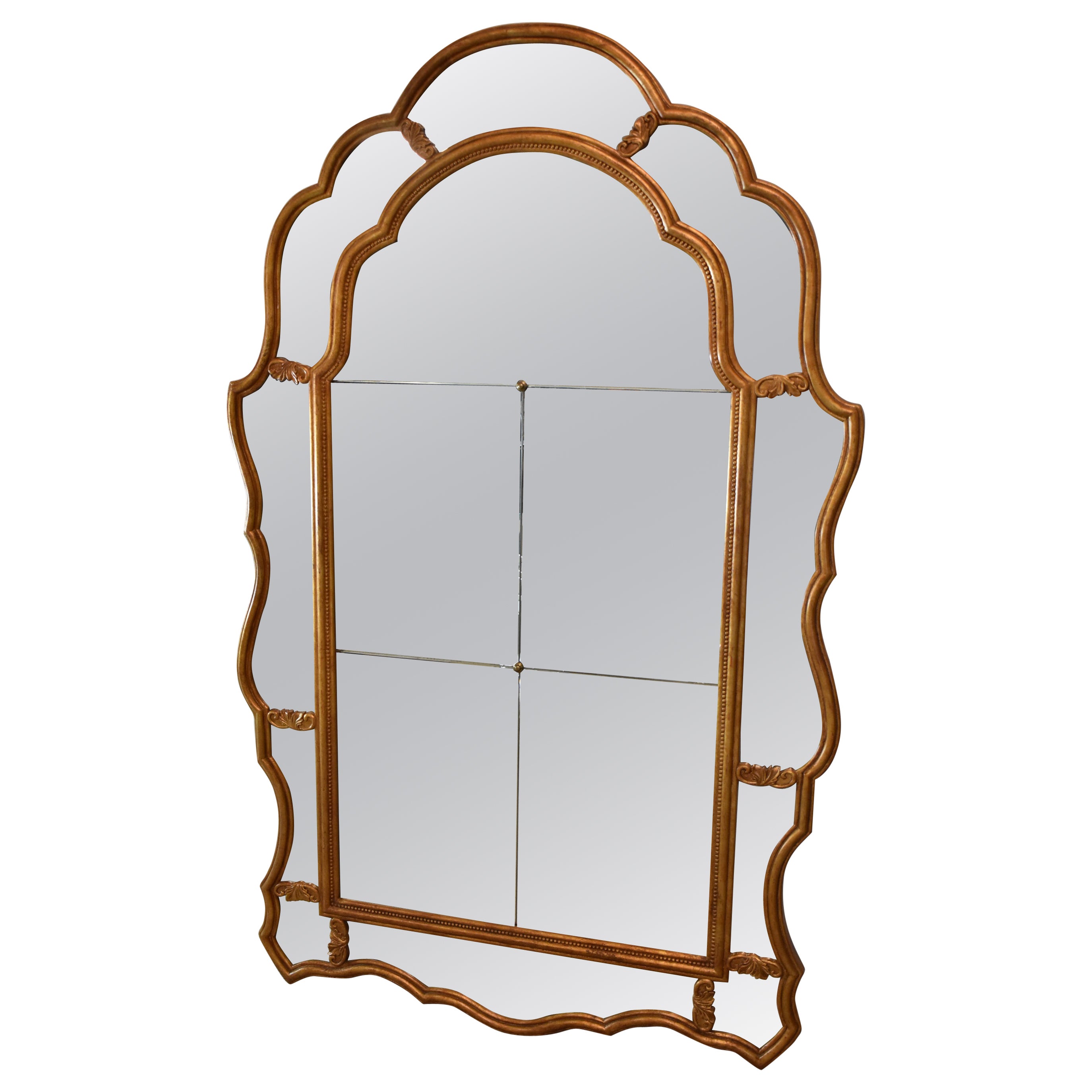 Gilded Gold Wood Floor Mirror by John Richard For Sale