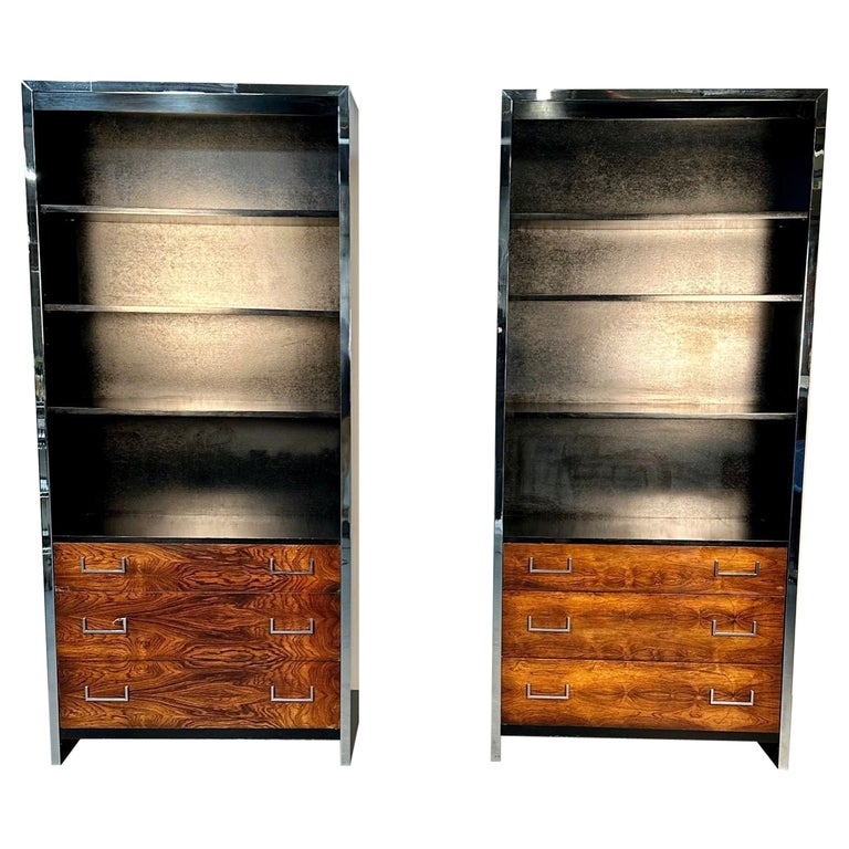 Pair MidCentury Modern Bookcases / Shelving Unit, Milo Baughman for