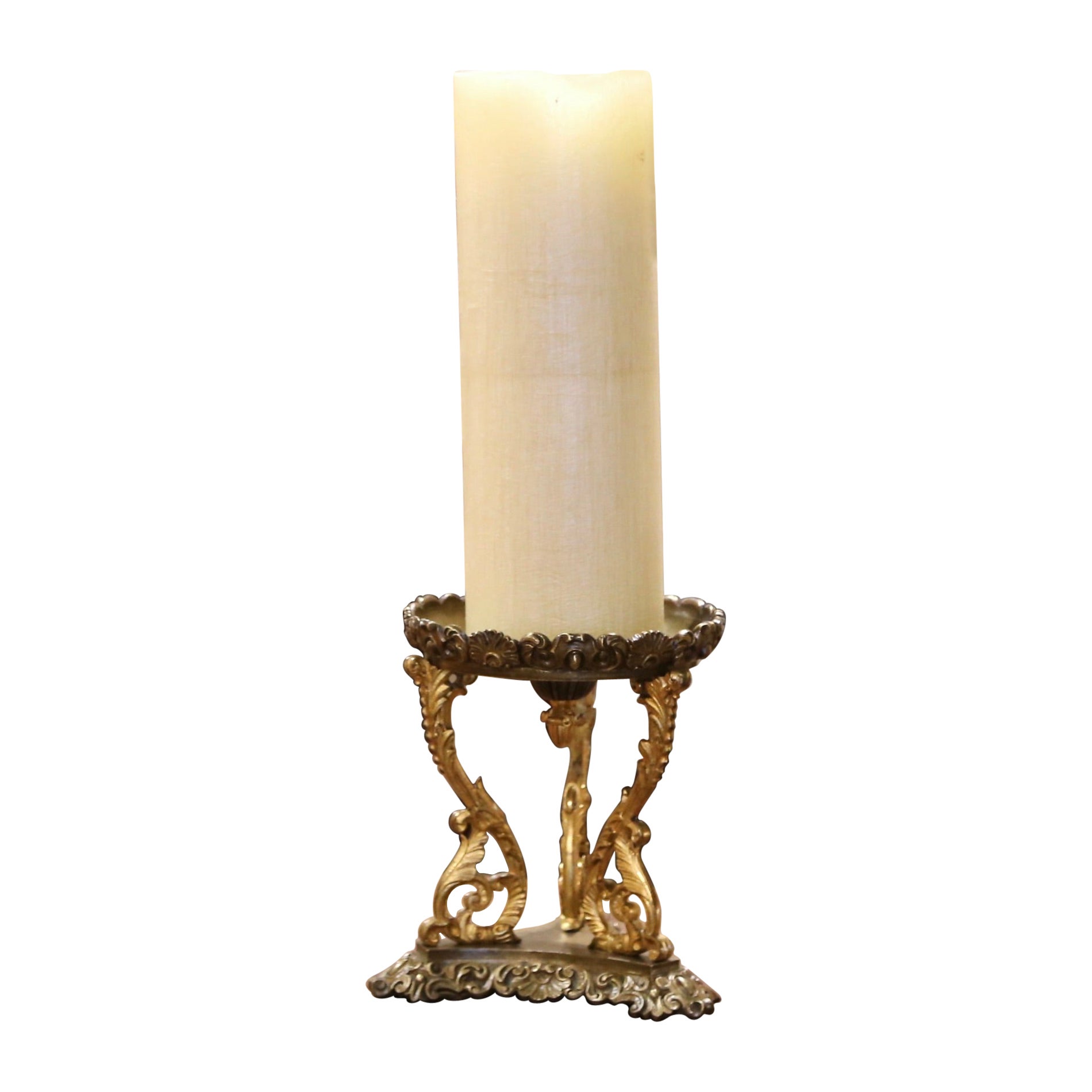 Midcentury French Bronze Candle Holder
