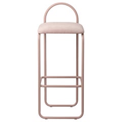 Chaise de bar minimaliste en velours rose