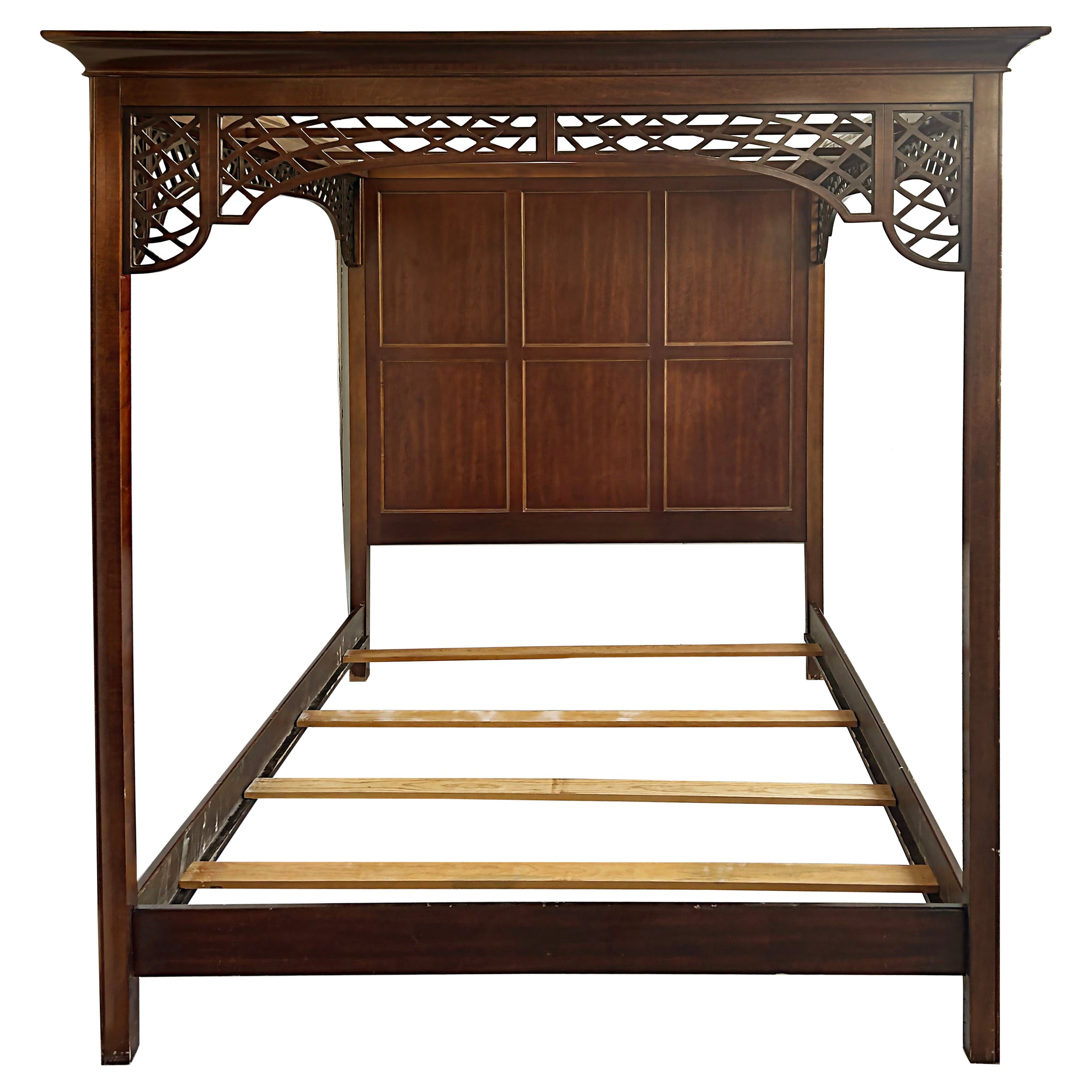 National Mt. Airy Queen Four Poster Canopy Bed Frame in Cherry  For Sale