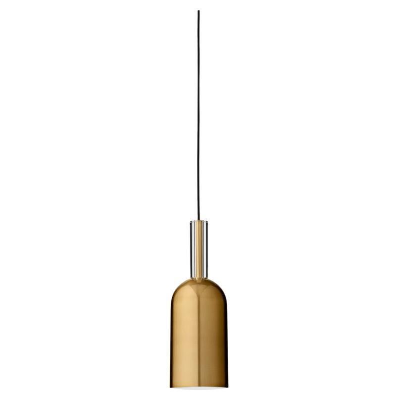 Gold Cylinder Pendant Lamp For Sale