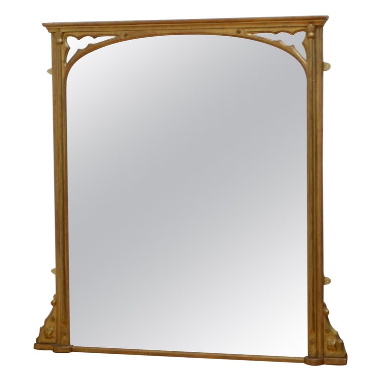 Grand Miroir De Cheminée Style Néo-renaissance Cadre Gris Ardoise 130cm