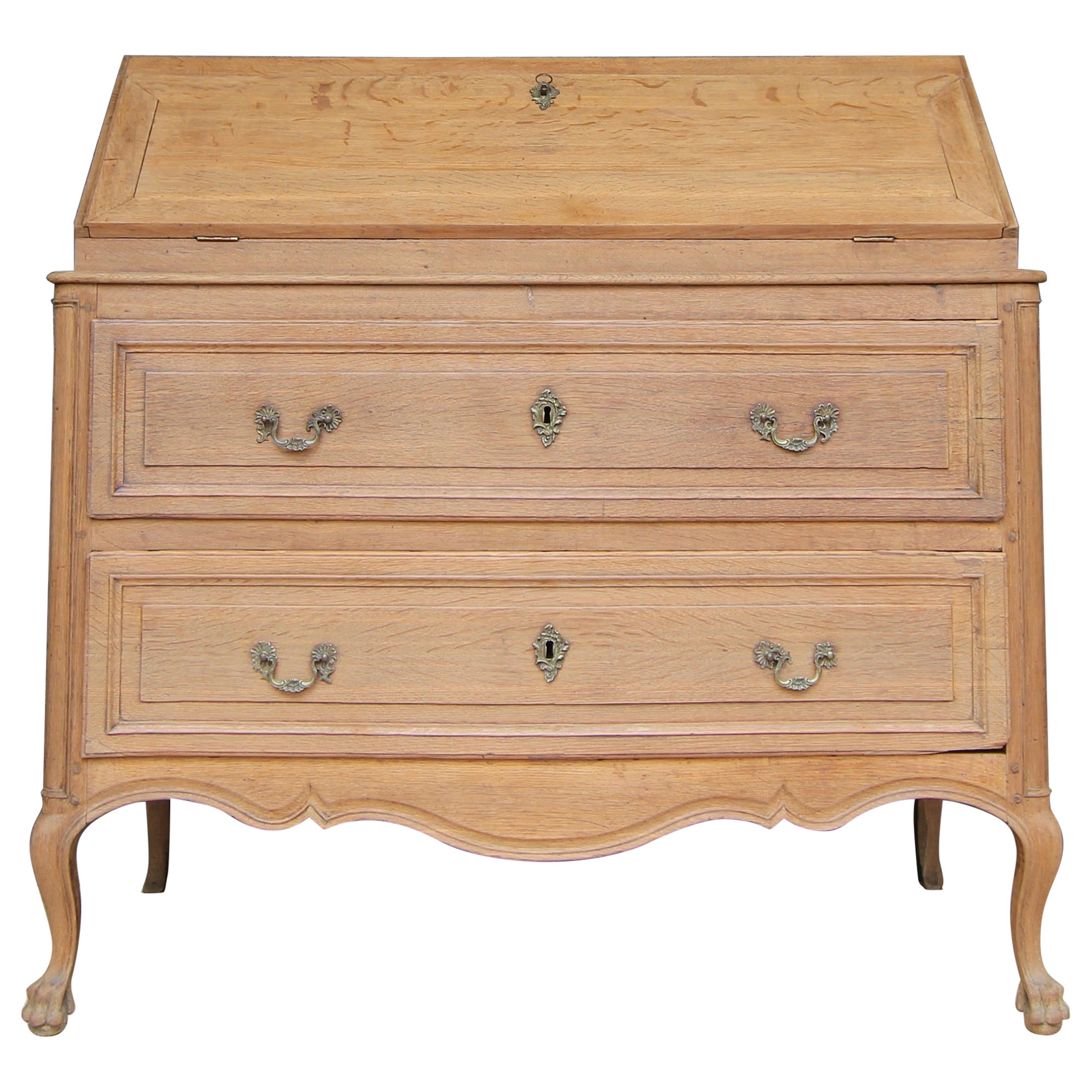18th Century Flemish Louis XV Secretary Chest of Drawers in Oak For Sale