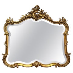 Antique French Gold Leaf Beveled Mirror, circa 1880
