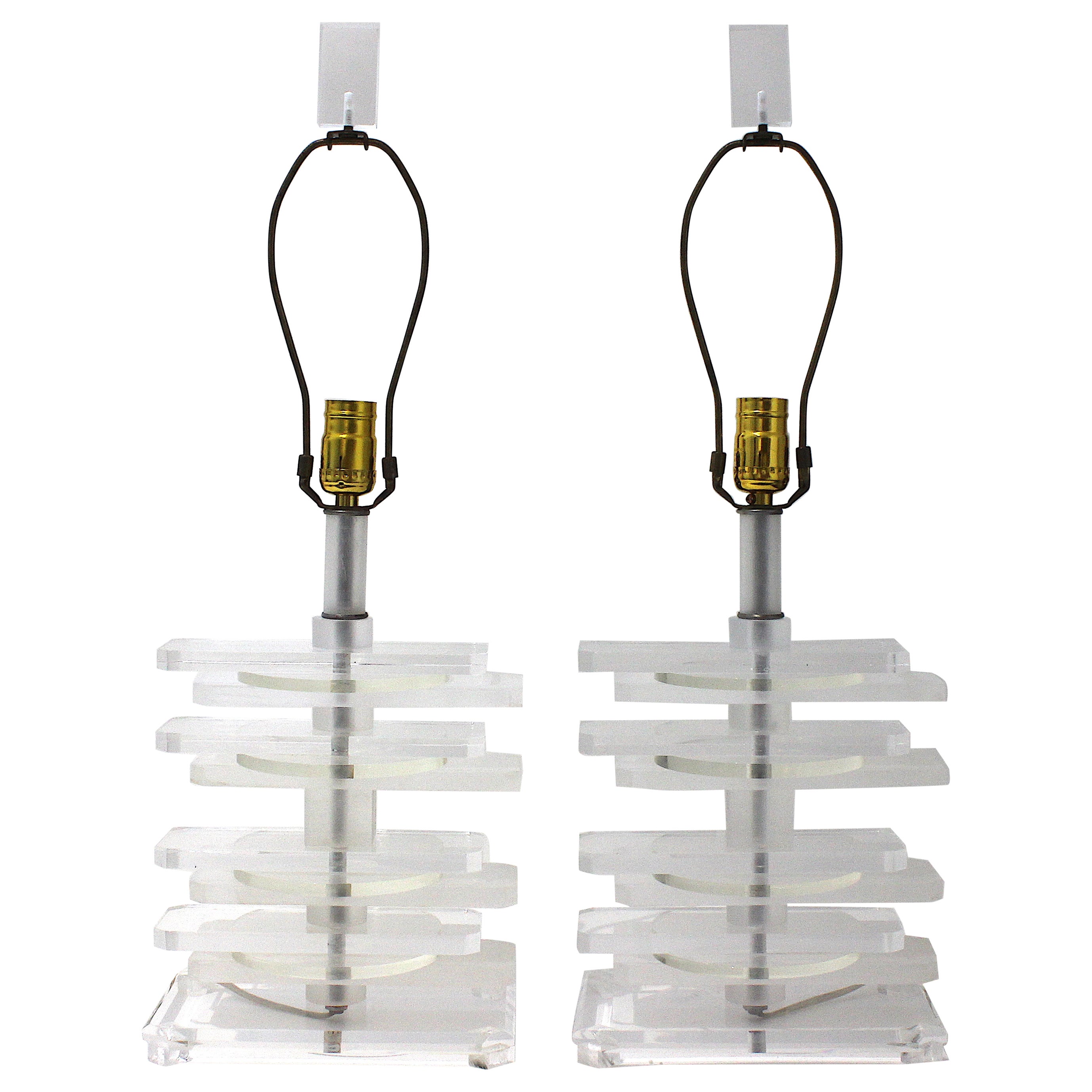 Pair of Lucite Table Lamps