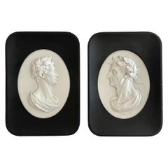 Vintage Roman Emperors Profiles Plaques, a Pair