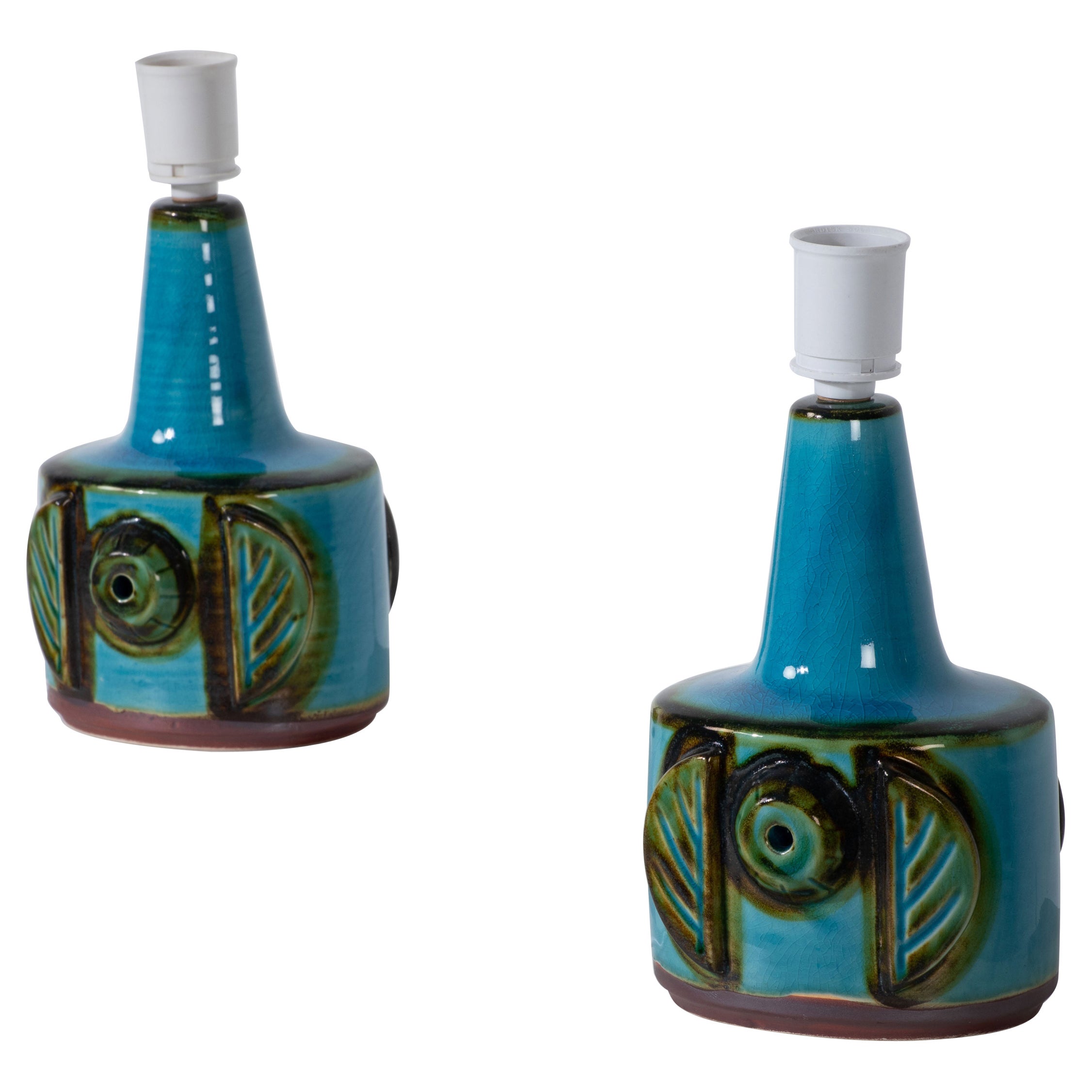 Pair of Turquoise Søholm Table Lamps by Einar Johansen, Denmark, 1960s For Sale