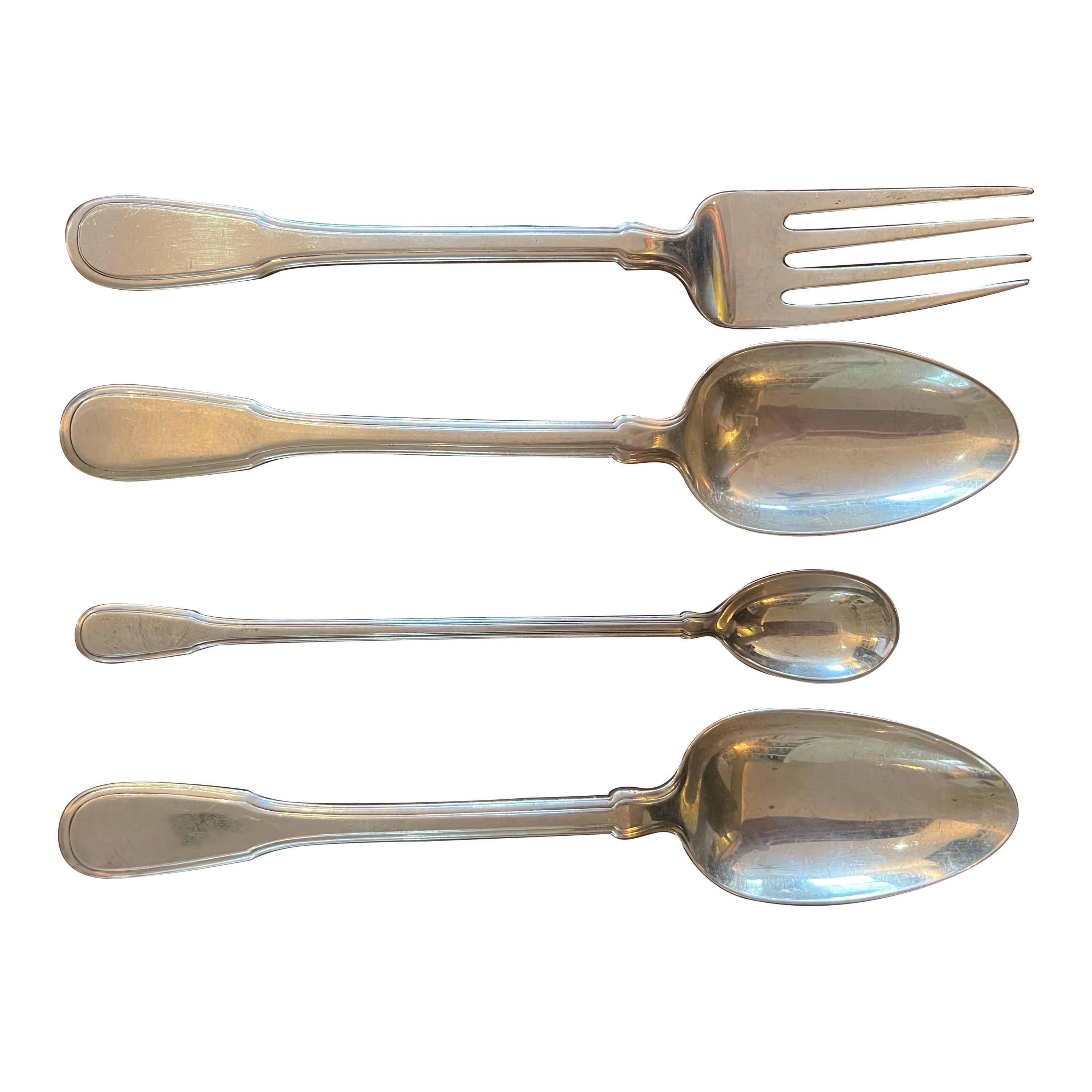 Tiffany & Co. 1938 Hamilton Pattern Serving Fork, Spoons & Tea Spoon, Set of 4