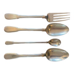 Antique Tiffany & Co. 1938 Hamilton Pattern Serving Fork, Spoons & Tea Spoon, Set of 4