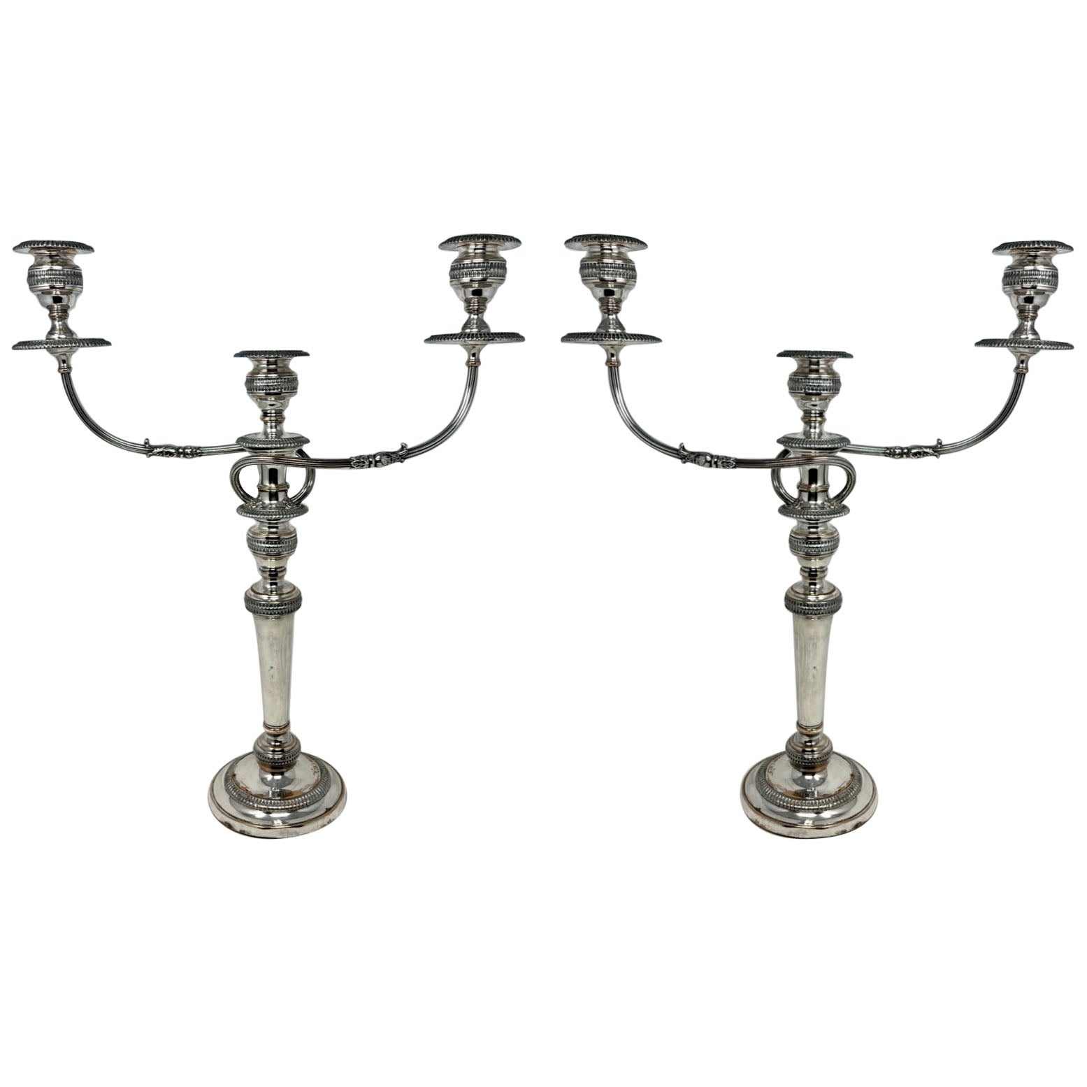 Pair Antique English Sheffield Candelabra For Sale