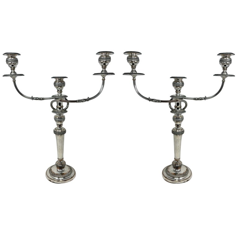 Pair Antique English Sheffield Candelabra For Sale at 1stDibs