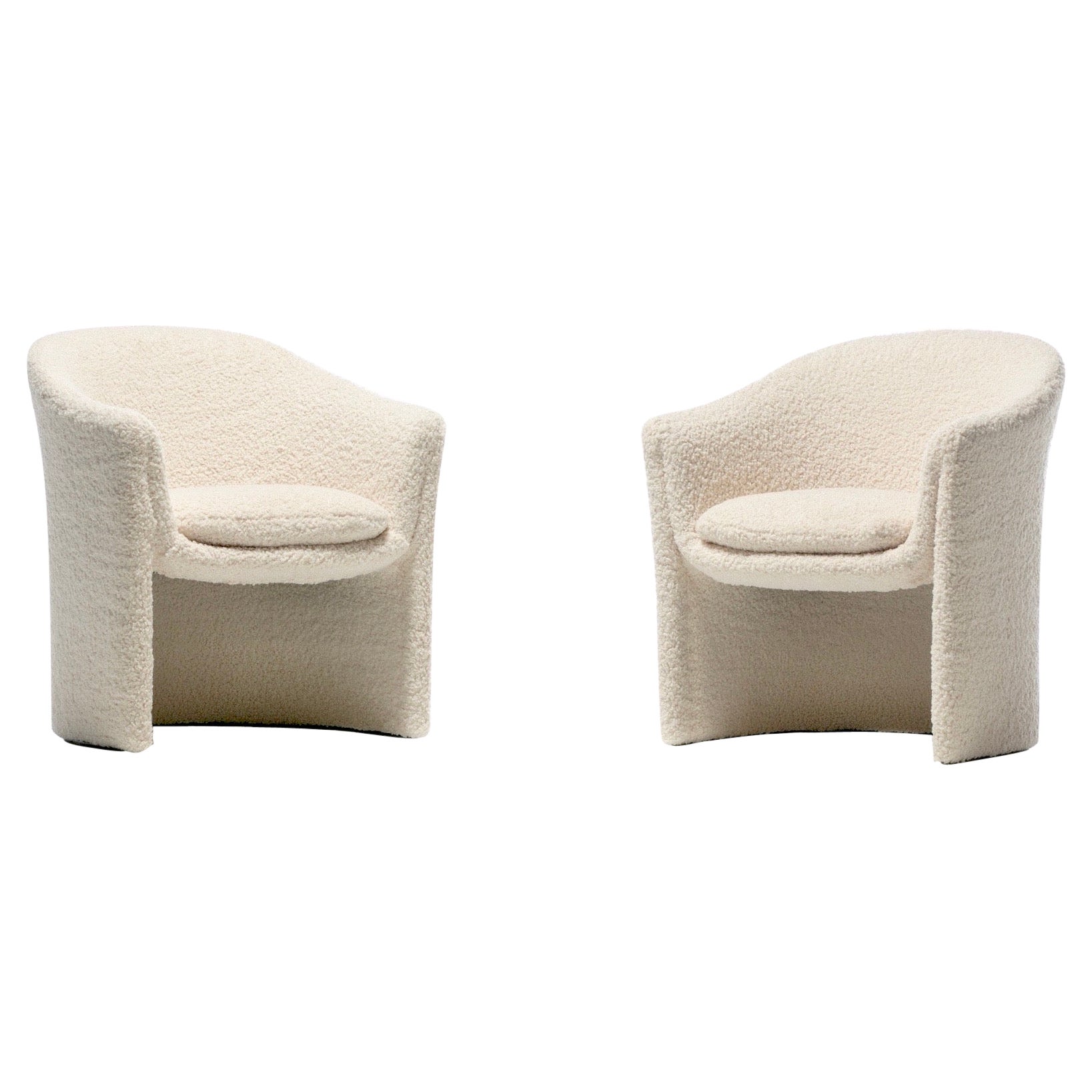Pair of Sculptural 1970s Dunbar Chairs in Ivory Bouclé For Sale