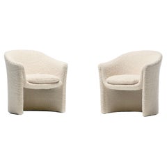 Pair of Sculptural 1970s Dunbar Chairs in Ivory Bouclé