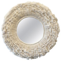 Ojo Mirror - Space Jewelry Raw Cotton Handmade off White Wall Hanging, in Stock