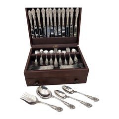 Wallace Sir Christopher Sterling Silver 88-Pc Dinner Flatware Set for 12+Servers
