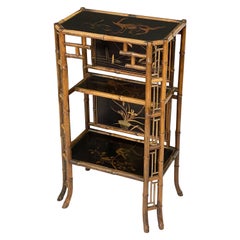 English Bamboo Table Stand or Cabinet Etagere from the Aesthetic Movement