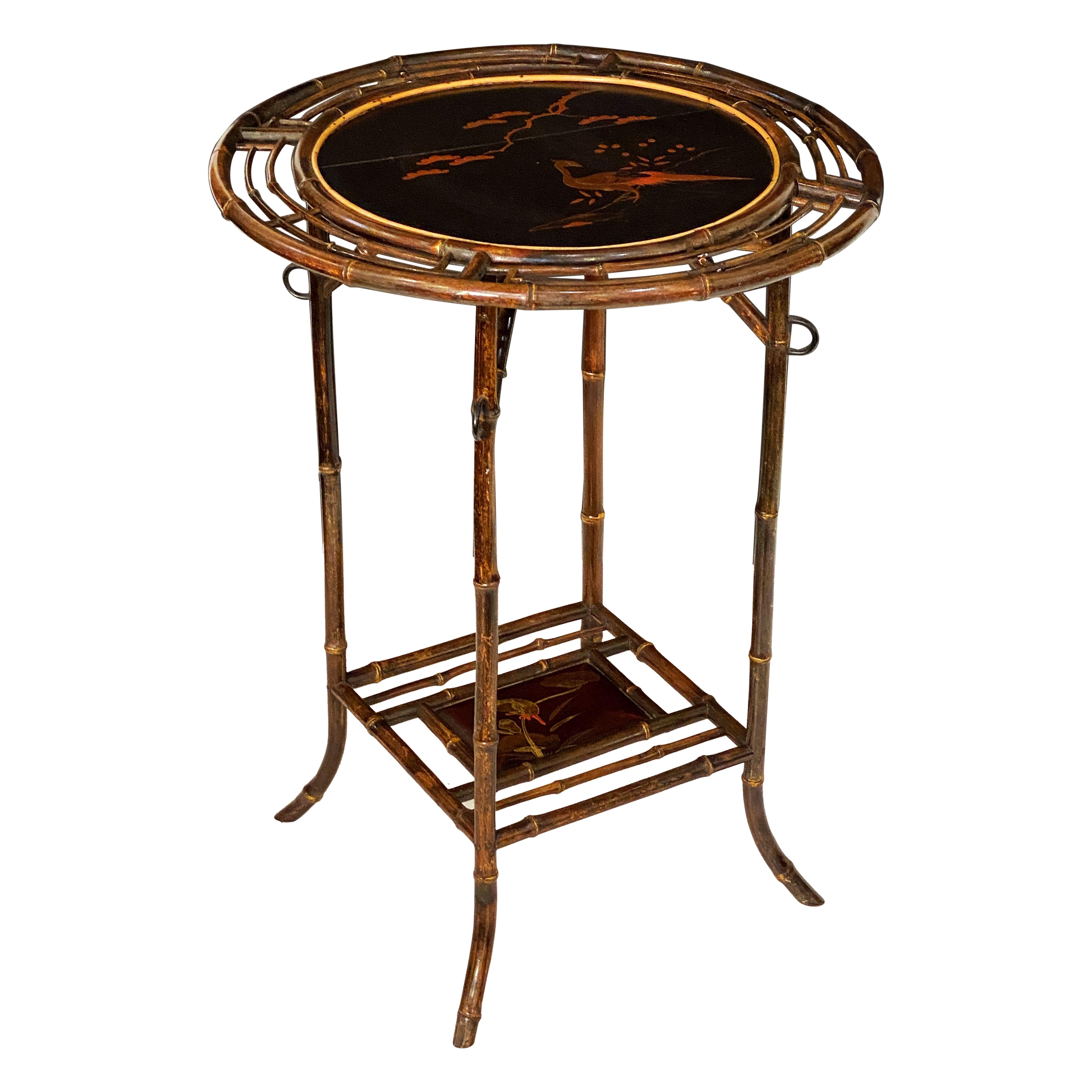 English Bamboo Round Occasional Table from the Aesthetic Movement