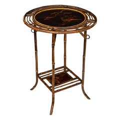 Table d'appoint ronde en bambou du mouvement esthétique anglais