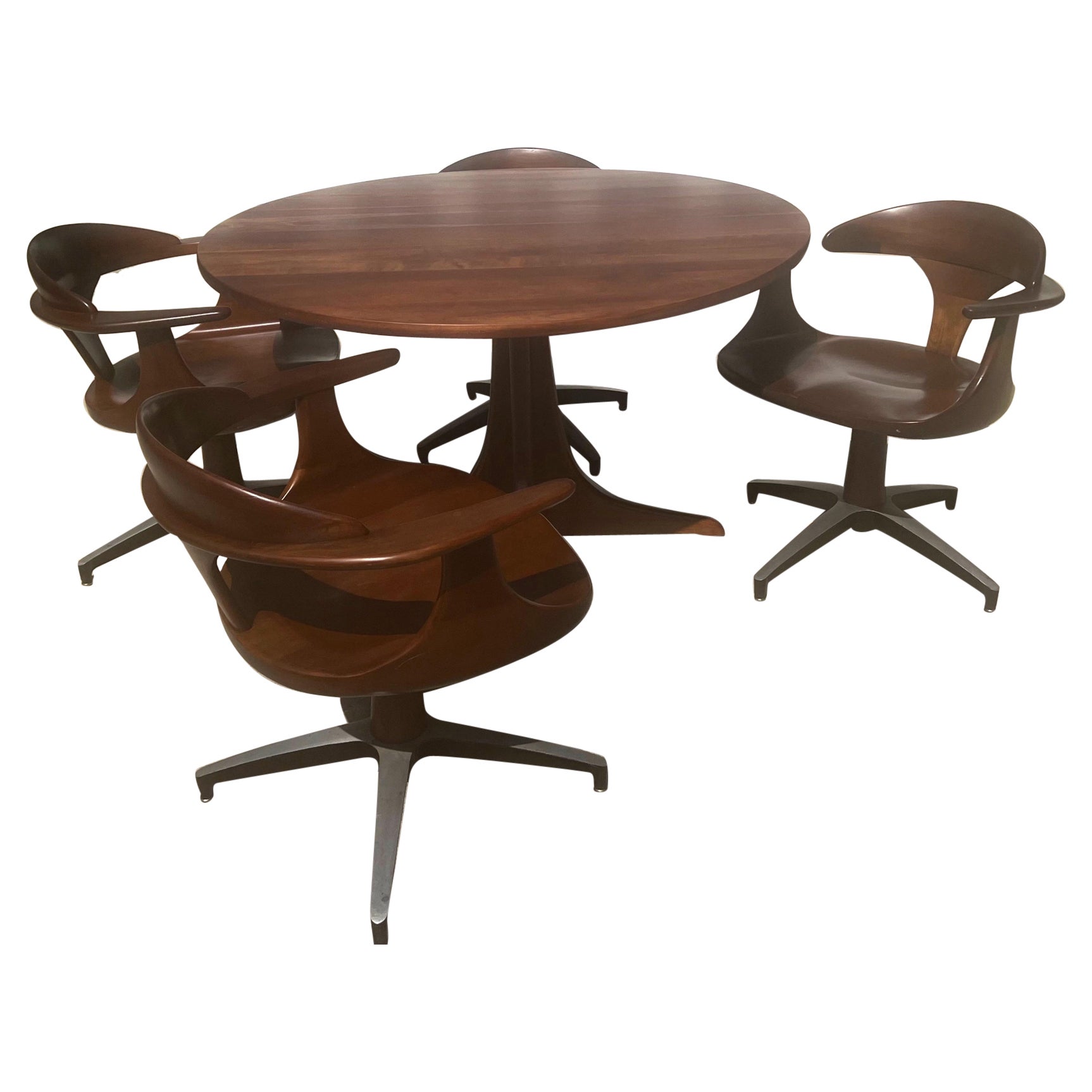 1960s Heywood Wakefield “Cliff House” Dining Table and Chairs, a Set of 5 For Sale