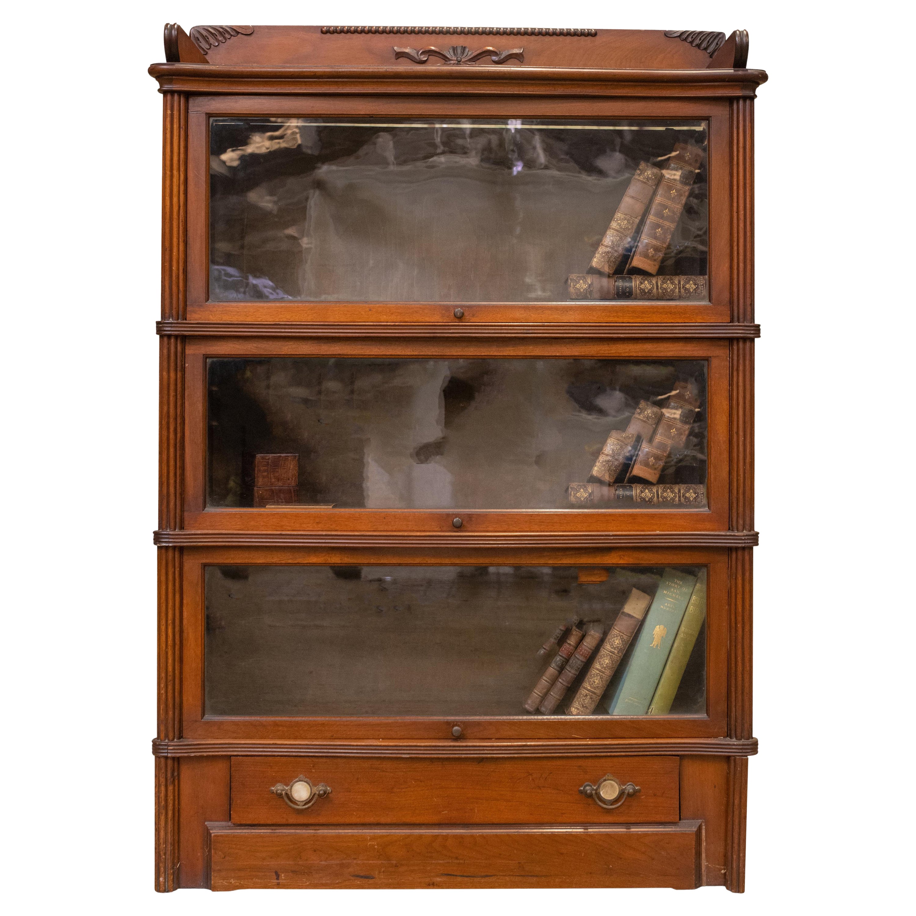 Stack of Six Antique Globe, Wernicke QuarterSawn Oak Barrister's