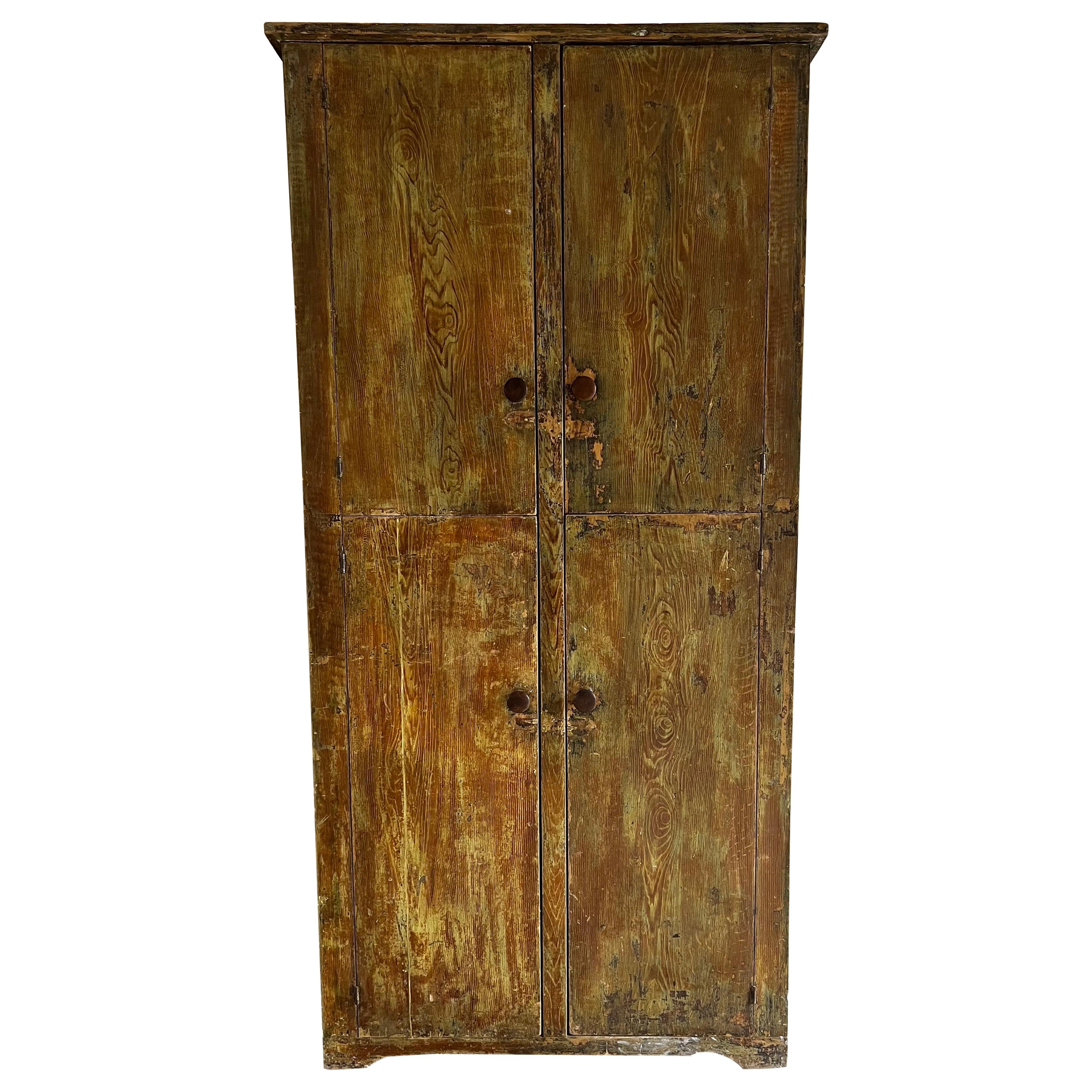 Early 20th Century American Painted Pine Pennsylvania Cupboard / Cabinet For Sale