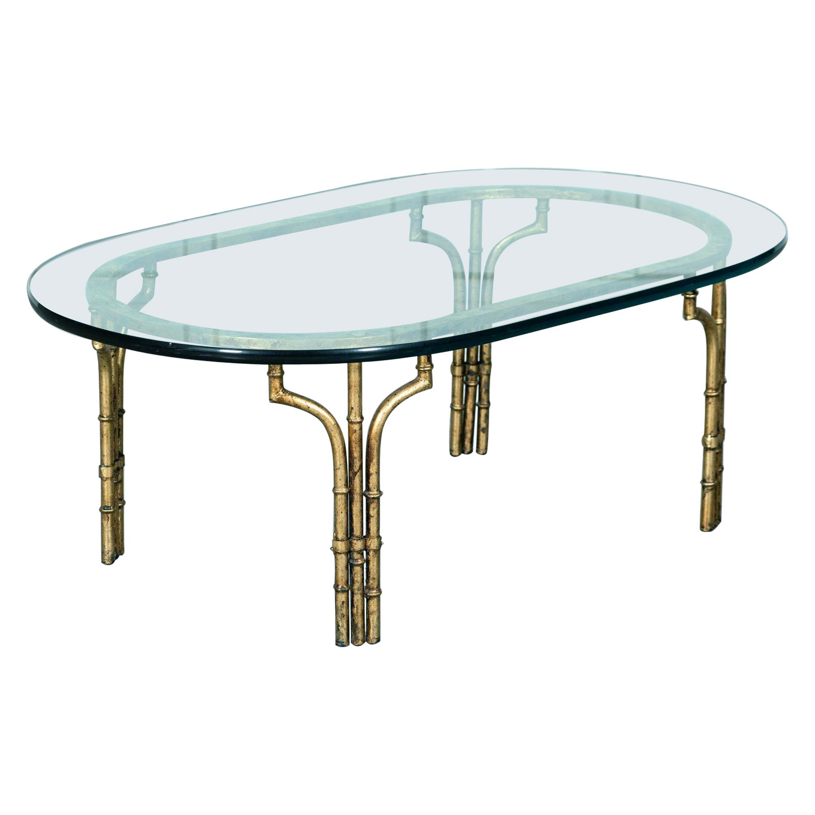 Maison Bagues Style Gilded Iron Faux Bamboo Coffee Table