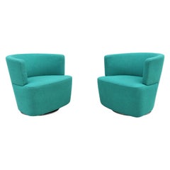 Modern EOOS for Coalesse Joel Blue Swivel Lounge Chairs by Walter Knoll, a Pair