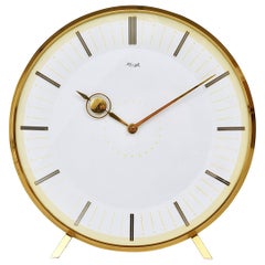 Used Midcentury Kienzle Brass Table Clock, Heinrich Moeller Style, Germany, 1950s