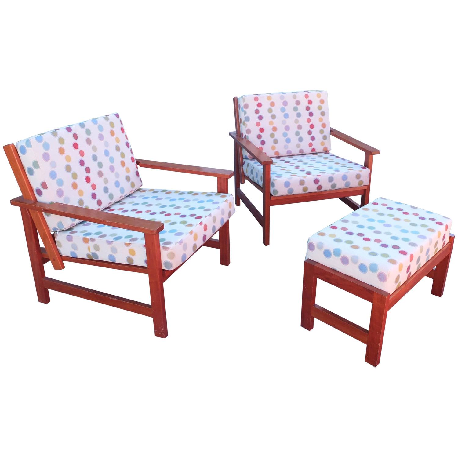 Charles Webb Pair of Cherry Lounge Chairs and Ottoman For Sale at ...