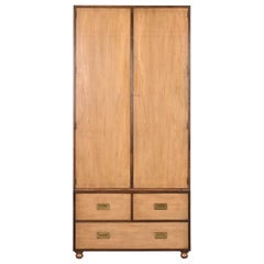 Retro Michael Taylor for Baker Hollywood Regency Campaign Bleached Walnut Armoire