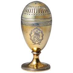 Antique George III Silver-Gilt Pepper Pot with the Royal Cypher of Queen Charlotte, 1798
