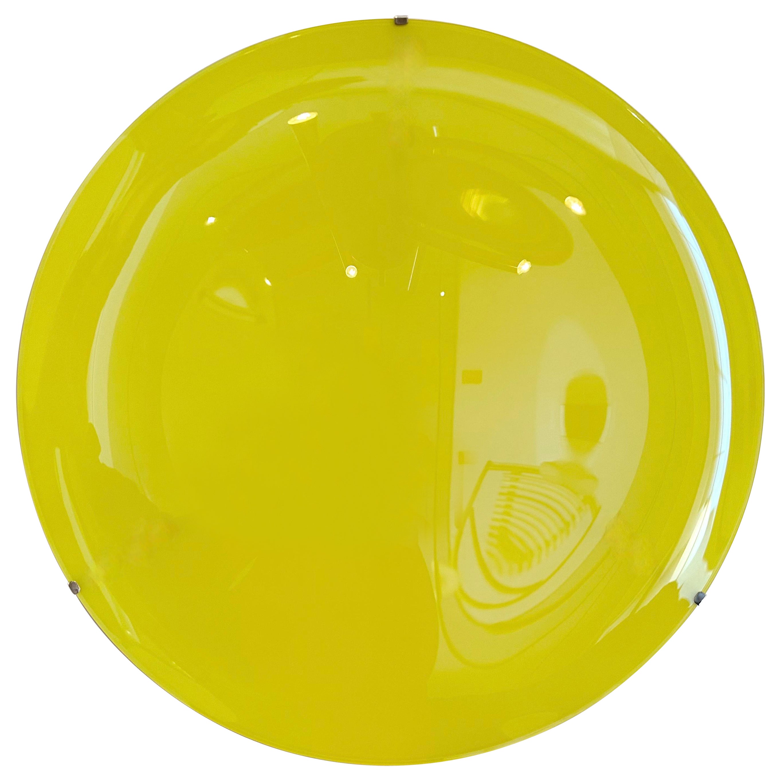 Large Contemporary Curve Concave Yellow Mirror, Italy For Sale