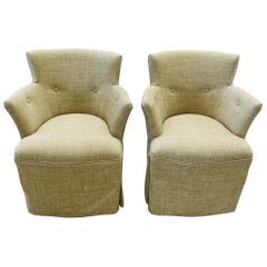 Four Petite Hollywood Regency Swivel / Accent Chairs, Grosfeld Style, Tufted