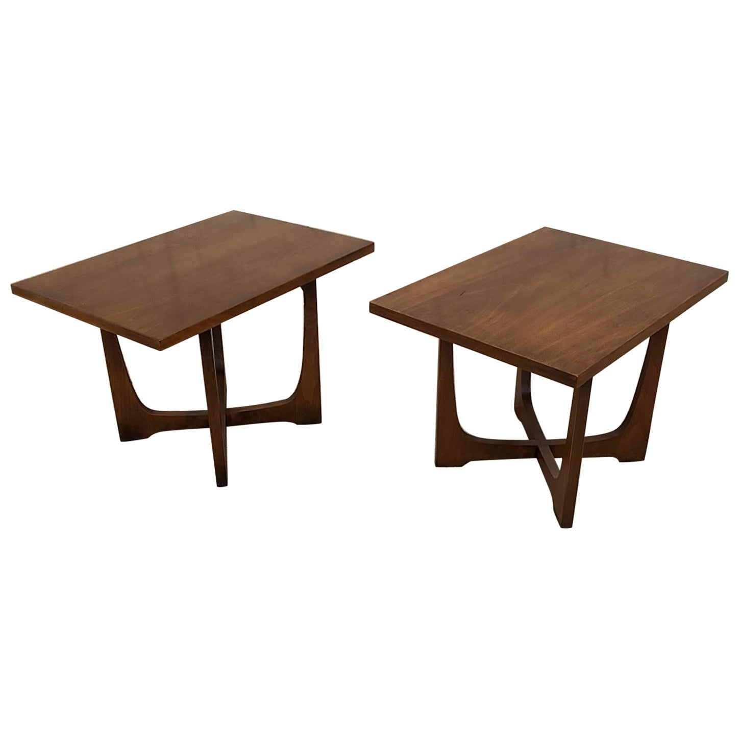 Midcentury Broyhill Enphasis Walnut Sculptural-Leg Side Tables