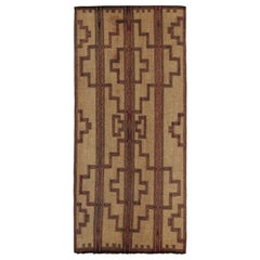 Retro Moroccan Tuareg Mat in Beige with Geometric Patterns, from Rug & Kilim