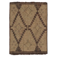 Vintage Moroccan Tuareg Mat in Beige & Brown Geometric Pattern, from Rug & Kilim