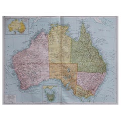 Large Original Vintage Map of Australia, circa 1920