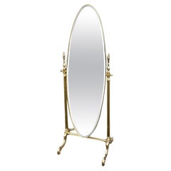 Mid century Floor Standing Brass Cheval Mirror, Italian, 1970s