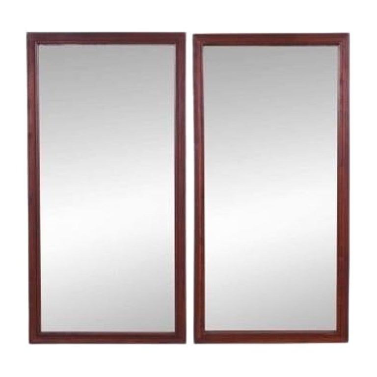 Pair of Midcentury Rectangular Teak Wall Mirrors For Sale at 1stDibs