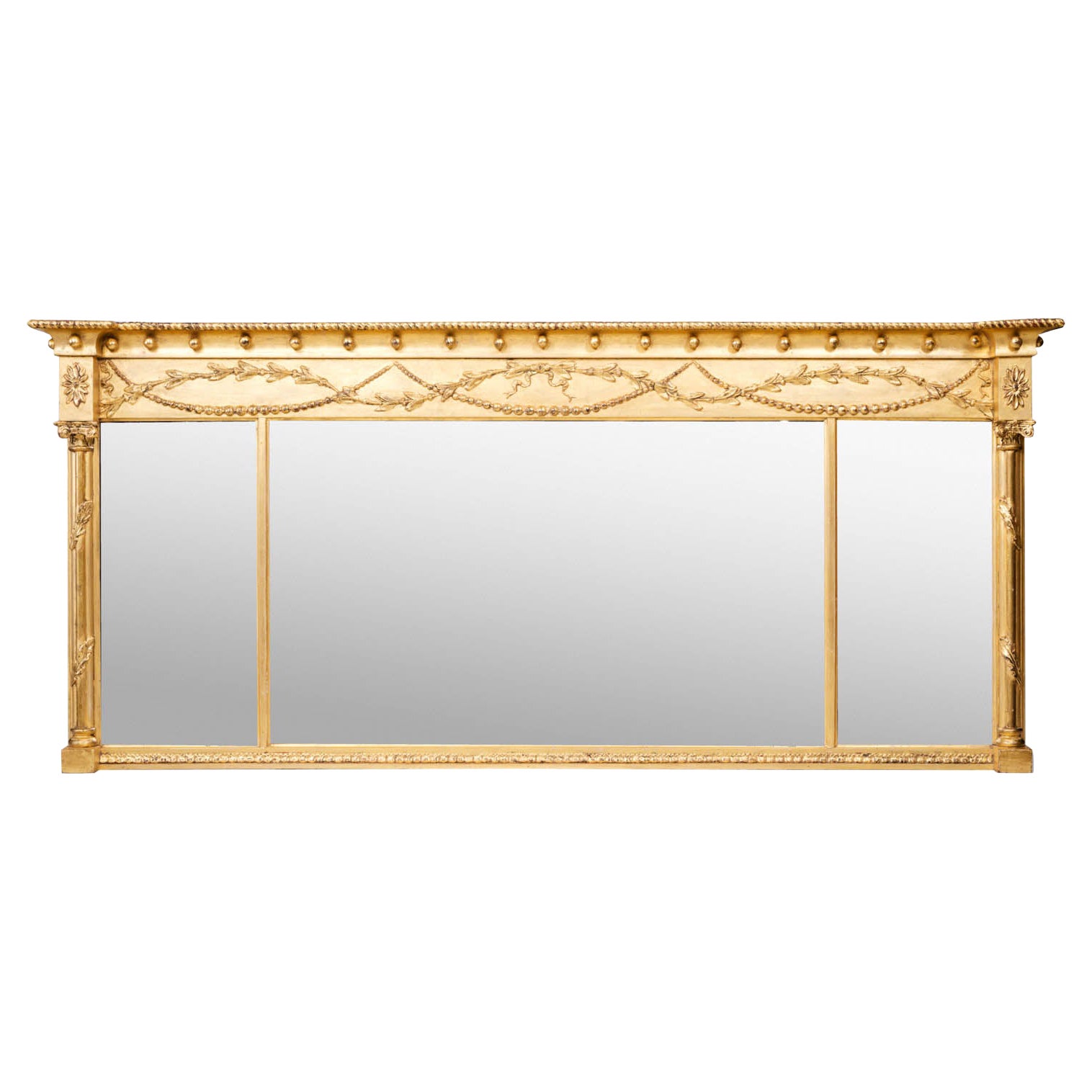 Miroir à trumeau à compartiments, doré, de style Régence, du 19e siècle