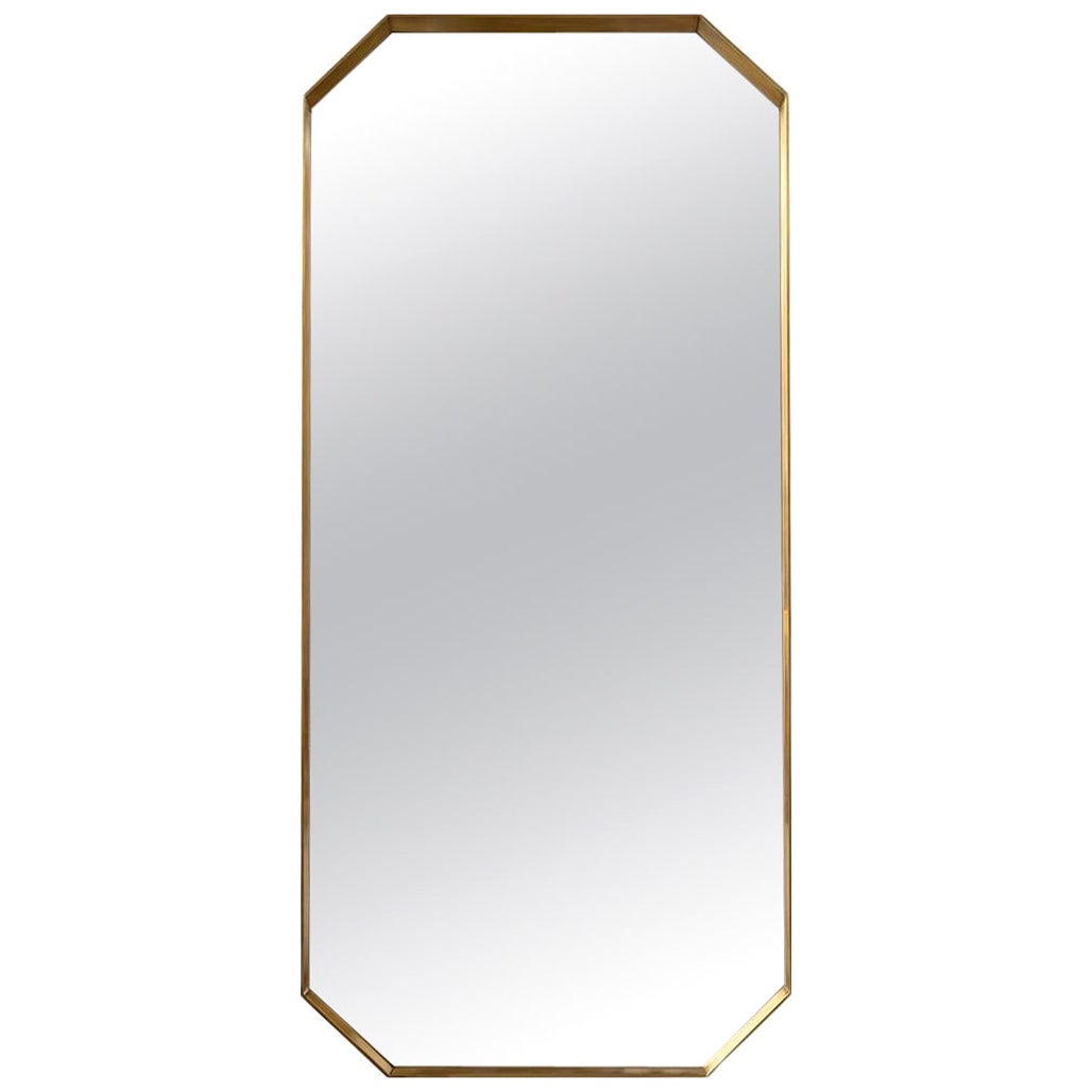 Cut Brass Full Length Mirror in Display For Sale