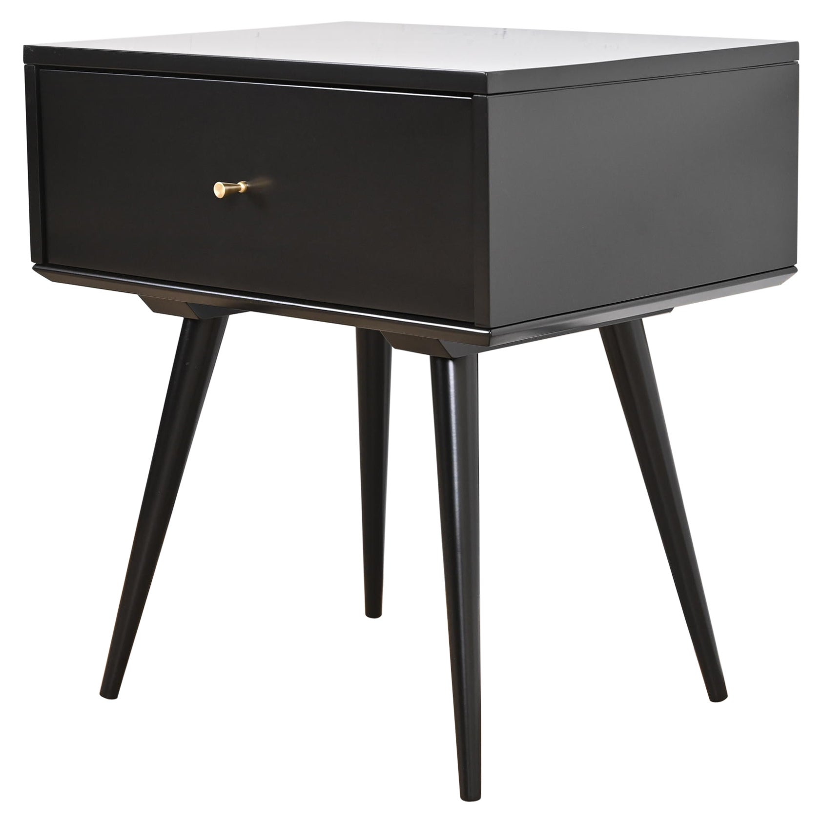 Paul McCobb Planner Group Black Lacquered Nightstand, Newly Refinished